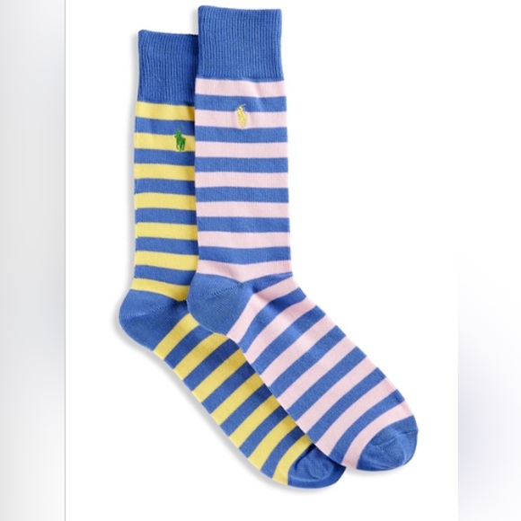 Polo Ralph Lauren Big & Tall Striped Slack Crew Socks 2-Pack - Picture 1 of 3